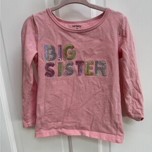 Carter’s 3T Pink Big Sister Girls Sequin Long Sleeve Top Blouse
